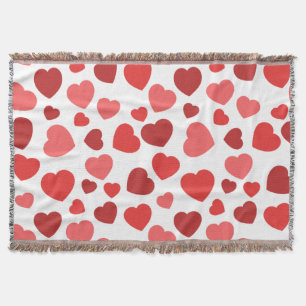 Pattern Of Hearts, Red Hearts, Hearts Pattern Throw Blanket