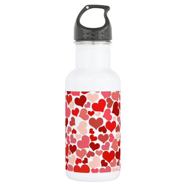 Pattern Of Hearts, Red Hearts, Love 532 Ml Water Bottle (Front)