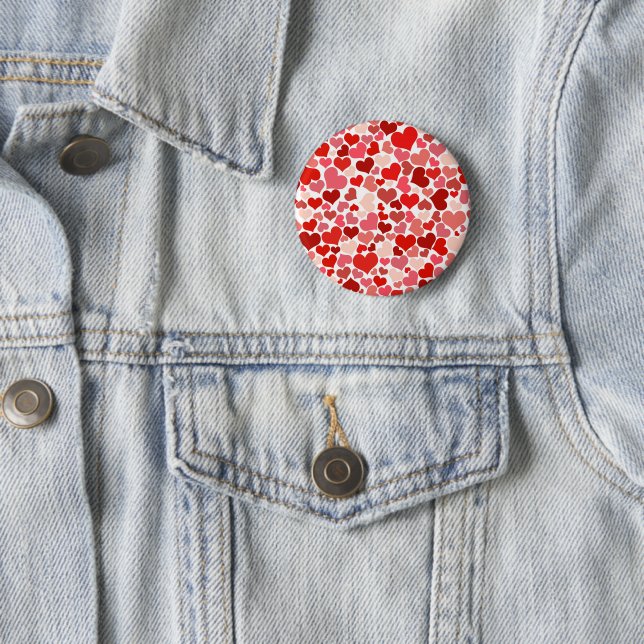 Pattern Of Hearts, Red Hearts, Love 6 Cm Round Badge (In Situ)