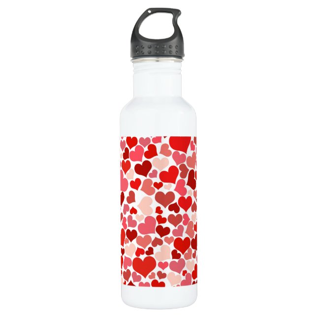 Pattern Of Hearts, Red Hearts, Love 710 Ml Water Bottle (Front)