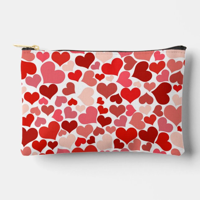 Pattern Of Hearts, Red Hearts, Love Accessory Pouch (Front)