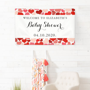 Pattern Of Hearts, Red Hearts, Love, Baby Shower Banner