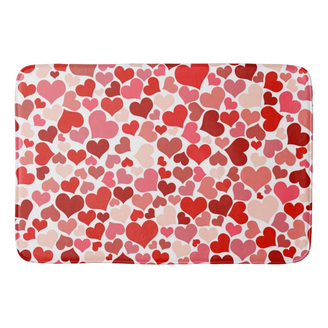 Pattern Of Hearts, Red Hearts, Love Bath Mat (Front)