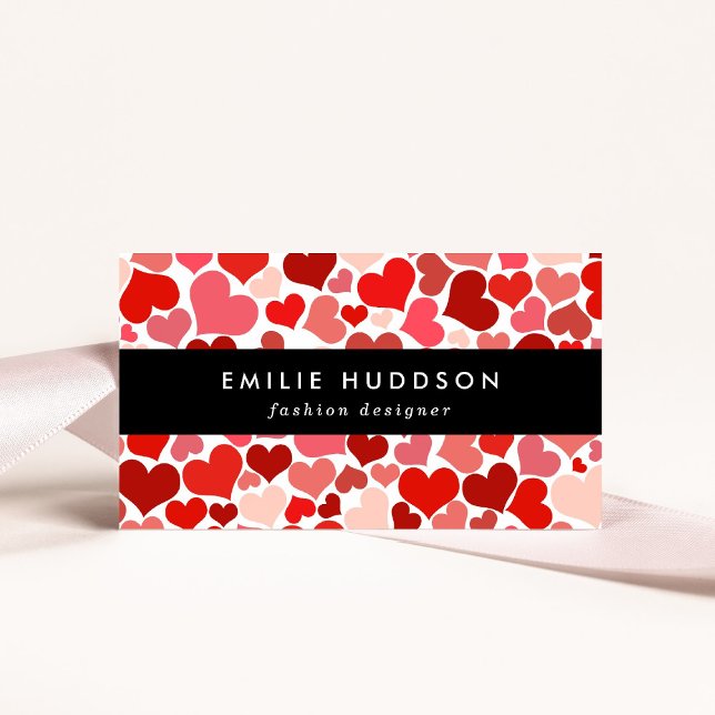 Pattern Of Hearts, Red Hearts, Love Business Card (Creator Uploaded)