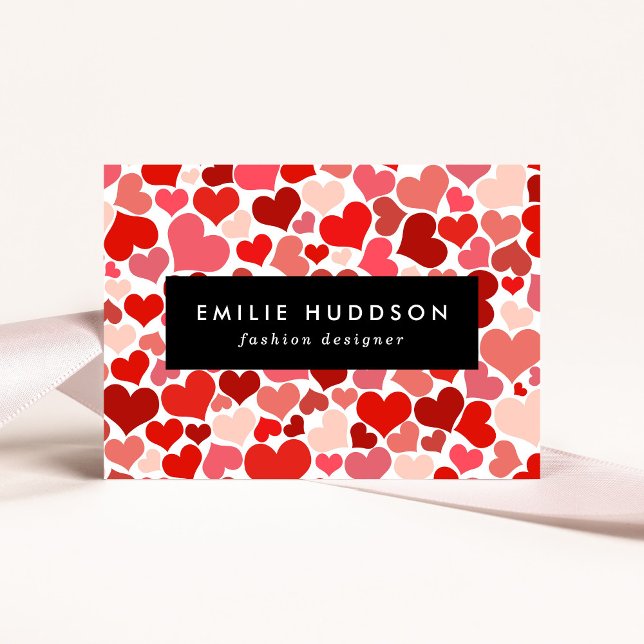 Pattern Of Hearts, Red Hearts, Love Business Card (Creator Uploaded)
