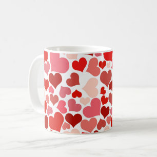 Pattern Of Hearts, Red Hearts, Love Coffee Mug