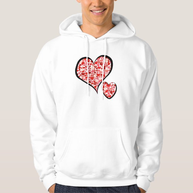 Pattern Of Hearts, Red Hearts, Love Hoodie (Front)
