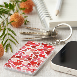 Pattern Of Hearts, Red Hearts, Love Key Ring