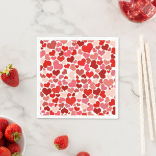 Pattern Of Hearts, Red Hearts, Love Napkin