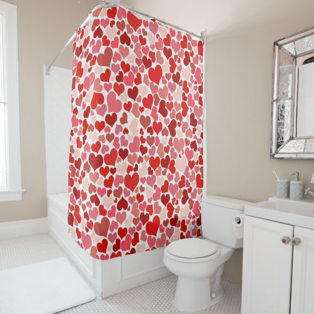 Pattern Of Hearts, Red Hearts, Love Shower Curtain (In Situ)