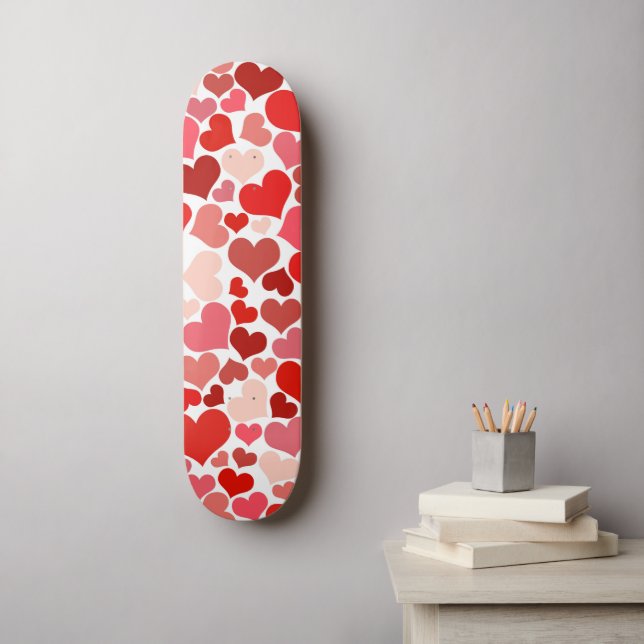 Pattern Of Hearts, Red Hearts, Love Skateboard (Wall Art)