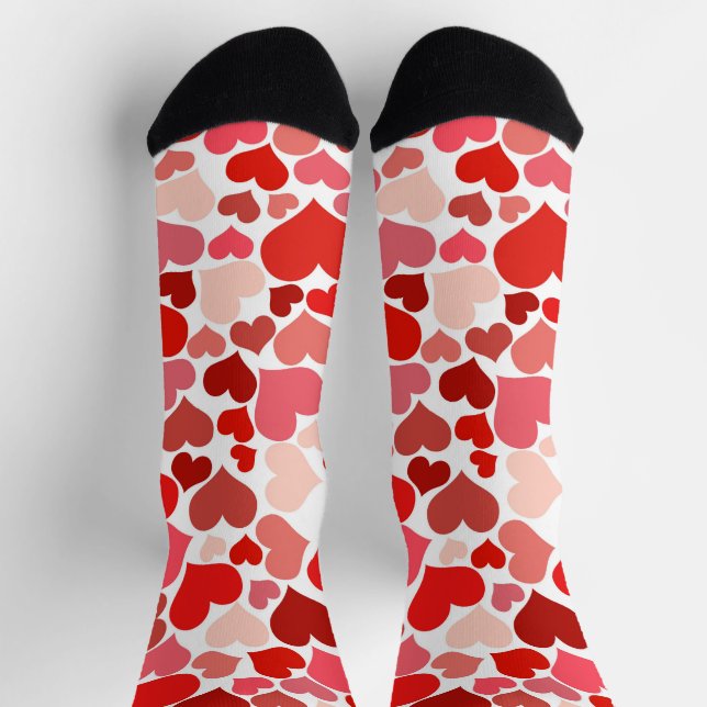Pattern Of Hearts, Red Hearts, Love Socks (Top)