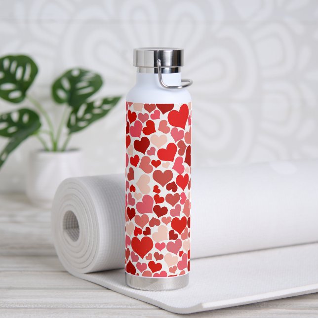 Pattern Of Hearts, Red Hearts, Love Water Bottle (Yoga)