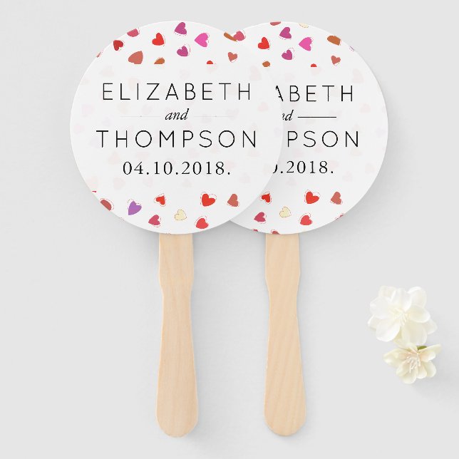 Pattern Of Hearts, Red Hearts, Love, Wedding Hand Fan (Front and Back)