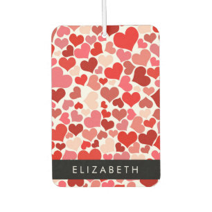 Pattern Of Hearts, Red Hearts, Love, Your Name Car Air Freshener