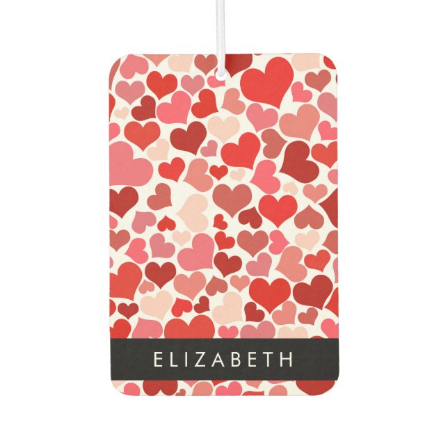 Pattern Of Hearts, Red Hearts, Love, Your Name Car Air Freshener (Front)