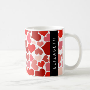 Pattern Of Hearts, Red Hearts, Love, Your Name Coffee Mug