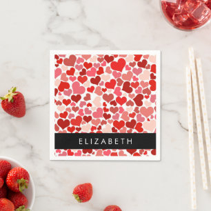 Pattern Of Hearts, Red Hearts, Love, Your Name Napkin