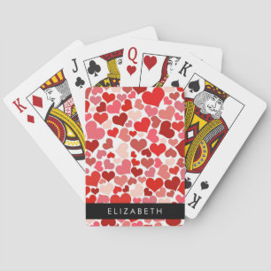 Pattern Of Hearts, Red Hearts, Love, Your Name Playing Cards