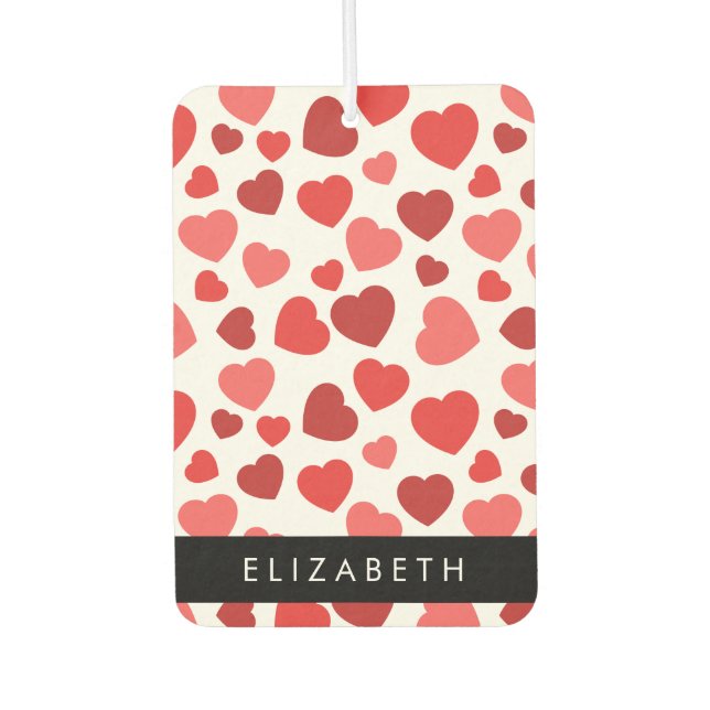 Pattern Of Hearts, Red Hearts, Your Name Car Air Freshener (Front)