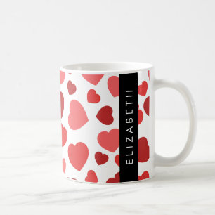 Pattern Of Hearts, Red Hearts, Your Name Coffee Mug