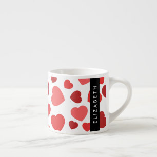 Pattern Of Hearts, Red Hearts, Your Name Espresso Cup