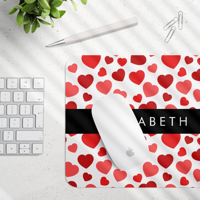 Pattern Of Hearts, Red Hearts, Your Name Mouse Mat (Creator Uploaded)