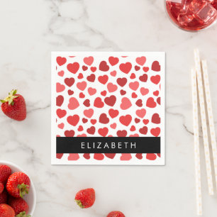 Pattern Of Hearts, Red Hearts, Your Name Napkin