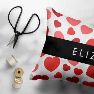 Pattern Of Hearts, Red Hearts, Your Name Pillowcase