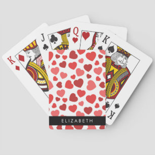 Pattern Of Hearts, Red Hearts, Your Name Playing Cards