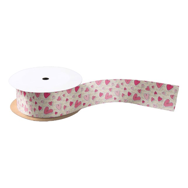 Pattern of Hearts Satin Ribbon (Spool)