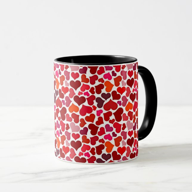 Pattern of Hearts Stylish Modern Pink Red Chic Mug (Front Right)