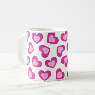 Pattern of Hearts Stylish Modern White Pink Chic  Coffee Mug