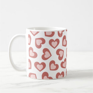 Pattern of Hearts Stylish Modern White Red Chic Coffee Mug