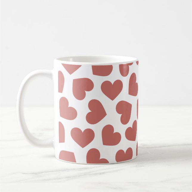Pattern of Hearts Stylish Modern White Red Chic  Coffee Mug (Left)