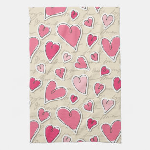 Pattern of Hearts Tea Towel