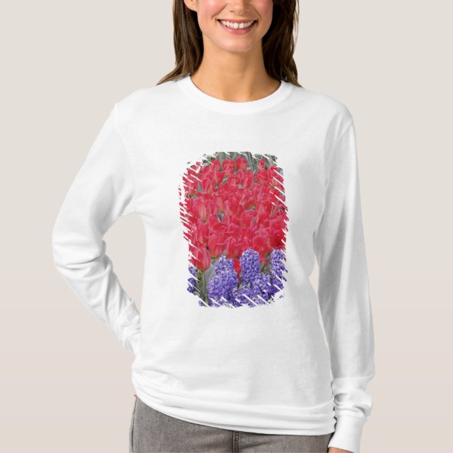 Pattern of hyacinth, tulips, and daffodils, T-Shirt (Front)