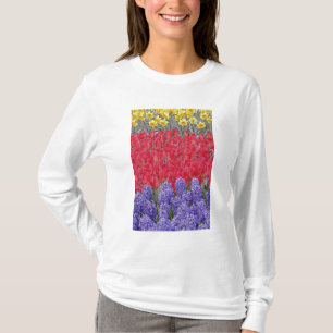 Pattern of hyacinth, tulips, and daffodils, T-Shirt