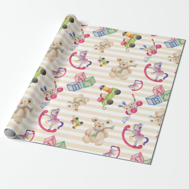 Pattern of kid's toys wrapping paper (Unrolled)