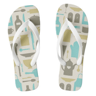 Pattern Of Kitchen Tools Flip Flops