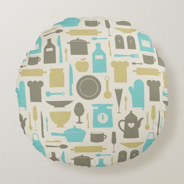 Pattern Of Kitchen Tools Round Cushion (Front)