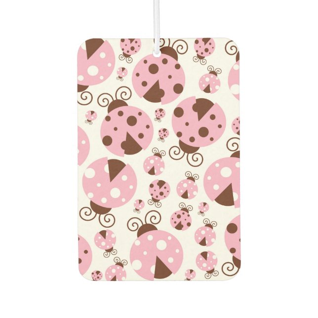 Pattern Of Ladybugs, Cute Ladybugs, Pink Ladybugs Car Air Freshener (Front)