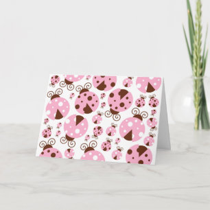 Pattern Of Ladybugs, Cute Ladybugs, Pink Ladybugs Card