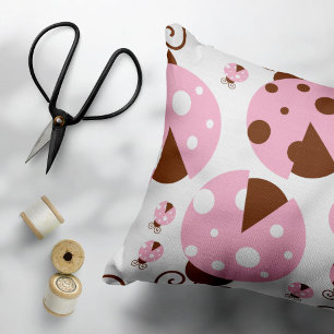Pattern Of Ladybugs, Cute Ladybugs, Pink Ladybugs Decorative Cushion
