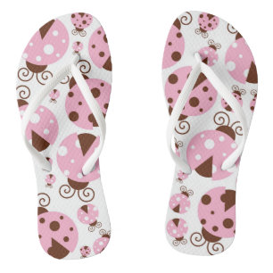 Pattern Of Ladybugs, Cute Ladybugs, Pink Ladybugs Flip Flops