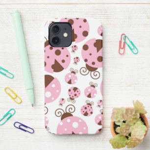 Pattern Of Ladybugs, Cute Ladybugs, Pink Ladybugs iPhone 12 Case