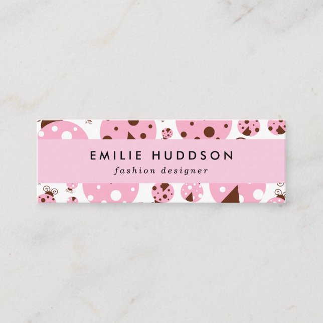 Pattern Of Ladybugs, Cute Ladybugs, Pink Ladybugs Mini Business Card (Front)