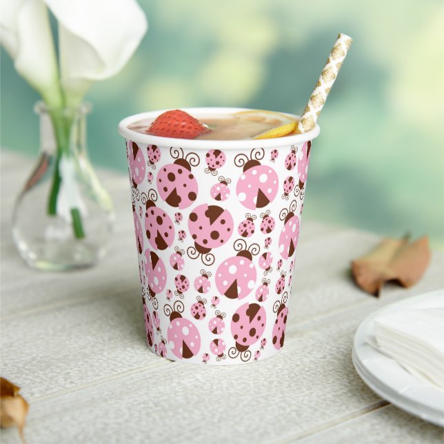 Pattern Of Ladybugs, Cute Ladybugs, Pink Ladybugs Paper Cups (Insitu)