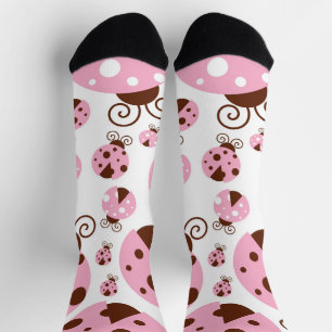 Pattern Of Ladybugs, Cute Ladybugs, Pink Ladybugs Socks