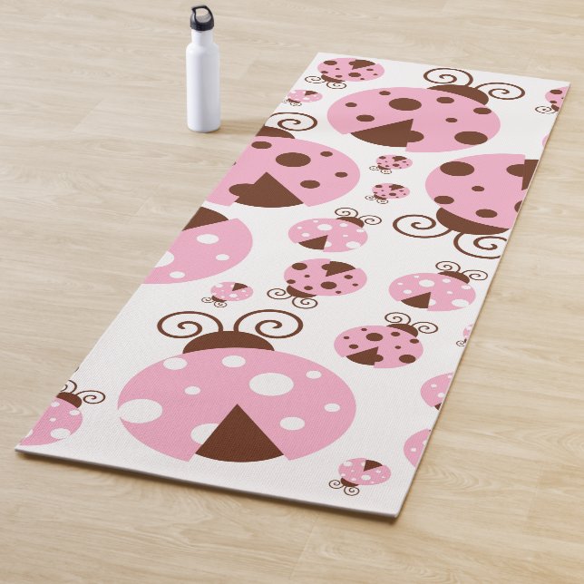 Pattern Of Ladybugs, Cute Ladybugs, Pink Ladybugs Yoga Mat (In Situ)